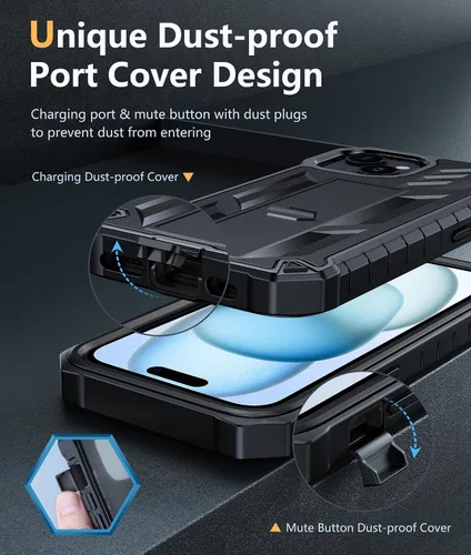 Vista 6 de FNTCASE Funda para iPhone 15: funda para iPhone 13, 14 y 16e, de grado militar, protección rígida a prueba de golpes, funda protectora rígida