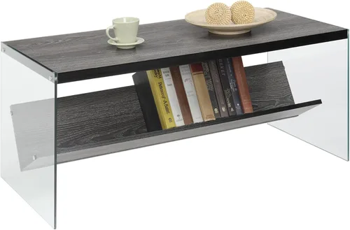 Vista 4 de Convenience Concepts SoHo - Mesa auxiliar, gris desgastado/vidrio Gris(Weathered Gray)