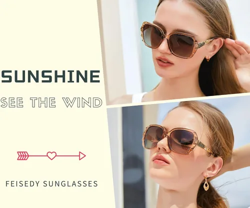 Vista 4 de FEISEDY - gafas de sol polarizadas para mujer, marco compuesto brillante B2289