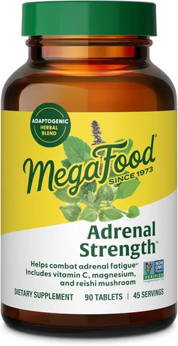 Vista 10 de MegaFood Fuerza suprarrenal - Suplementos de apoyo suprarrenal con ashwagandha y glicinato de magnesio, vitamina C, albahaca sagrada, astrágalo