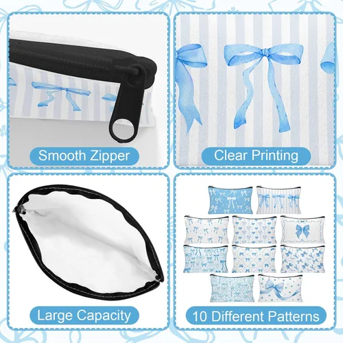 Vista 3 de Bolsa de maquillaje HSDSH Kit de supervivencia en bolsa para viajes, mujeres, madre, mamá, empleada, regalo, Azul