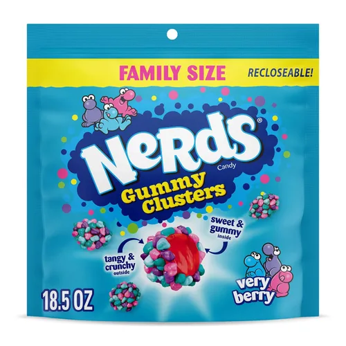 Vista 14 de NERDS Gummy Clusters Candy, arcoíris, crujiente y gomoso, 3 onzas (paquete de 12)