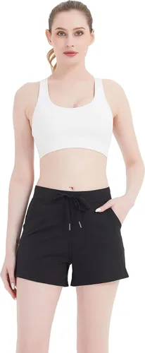 Vista 2 de RIBOOM Pantalones cortos de entrenamiento 2 en 1 para mujer, pantalones cortos deportivos con bolsillos para yoga y gimnasio