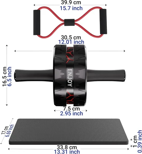 Vista 6 de Readaeer Rueda de rodillo abdominal, kit de ruedas de ejercicio abdominal con rodillo abdominal, bandas de resistencia, alfombrilla de rodilla