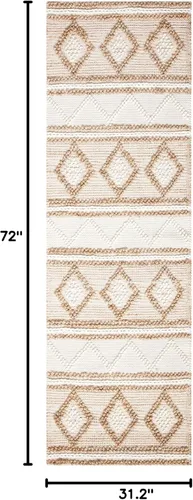 Vista 2 de SAFAVIEH Natural Fiber Collection NF866A - Alfombra de pasillo de 2 pies 6 pulgadas x 6 pies, beige y marfil, hecha a mano marroquí bohemio tribal