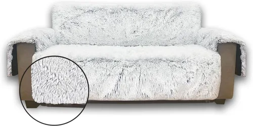 Vista 15 de Funda de sofá de felpa y pelo Shaggy, funda de sofá de imitación de piel para perros, funda impermeable antideslizante, protector de muebles