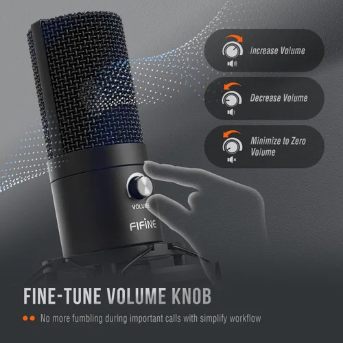 Vista 4 de FIFINE Micrófono USB de condensador de estudio, kit de micrófono para computadora con brazo de brazo ajustable, soporte de choque para instrumentos