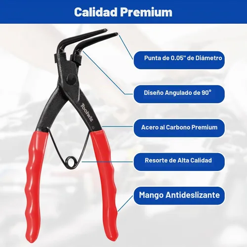 Vista 4 de Toolwiz - Alicates de anillo de presión resistentes, alicates de clip interno de 90 grados, color rojo Carbon Steel Retaining Ring C Clip Circlip