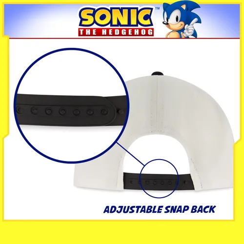Vista 4 de Concept One Gorra de béisbol Sonic The Hedgehog para hombre, logotipo bordado con ala plana, ajustable