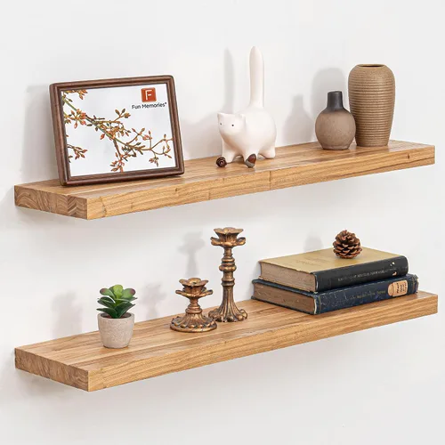 Vista 68 de Estantes flotantes para decoración de pared, estantes rústicos de madera recuperada de 24 x 8 pulgadas, estantes de montaje en pared resistentes