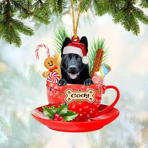Vista 66 de NAZENTI Adorno personalizado de Alaskan Malamute en taza roja, adorno de Navidad personalizado para perros amantes de las mascotas, colgante