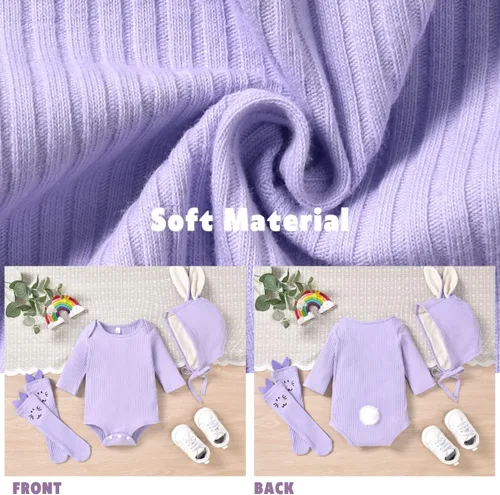 Vista 5 de Aalizzwell Ropa de Pascua para bebés, niños y niñas, traje de conejito
