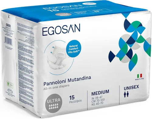 Vista 6 de EGOSAN Ultra Incontinence - Pañal para adultos, máxima absorción y pestañas ajustables para hombres y mujeres (mediano (muestra de 2 unidades)