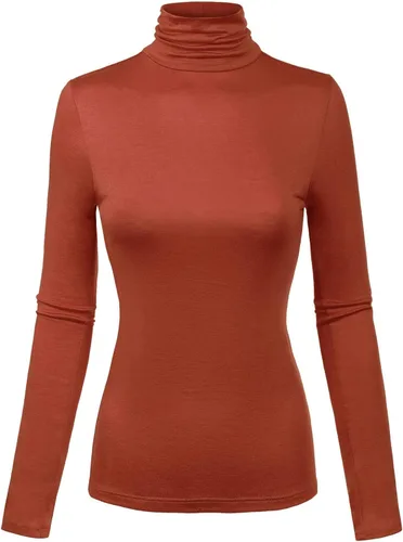 Vista 7 de MixMatchy Camisetas de manga larga delgadas y ligeras para mujer, cuello alto, capa base, camisetas activas