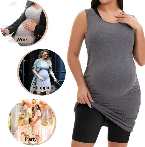 Vista 6 de SHAPERX Pantalones cortos de maternidad para mujer sobre el vientre