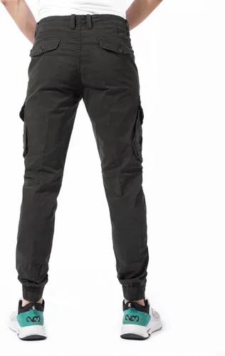 Vista 3 de DGWZ Pantalones cargo para hombre con bolsillo cónico de sarga elástica de algodón ajustado para el trabajo