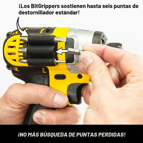 Vista 4 de Spider Funda para Herramientas - BitGripper v2 - Paquete de Dos - Complemento de Taladro con Adhesivo 3M de Alta Resistencia para Fácil Acceso a (2)