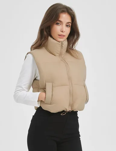 Vista 3 de Kissonic Chaleco acolchado de invierno para mujer, sin mangas, acolchado, ligero, con bolsillos