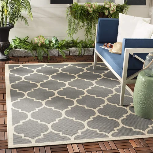 Vista 27 de SAFAVIEH Courtyard Collection - Alfombra decorativa de 2 x 3 pies 7 pulgadas, verde oscuro y beige, no desprende pelusa y de fácil cuidado