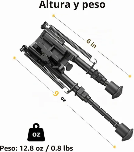 Vista 4 de CVLIFE bifurcación de 6- 9 pulgadas para rifle táctico, resorte ajustable con adaptador de liberación rápida