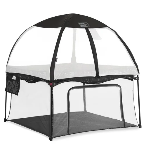 Vista 16 de Dream On Me Ziggy Canopy - Negro/Blanco, compatible con corralito Ziggy Square, protección UV, lluvia e insectos, plegable y apto para viajes