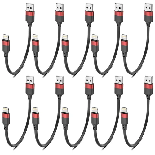 Vista 11 de Cable de cargador corto para iPhone de 1 pie, paquete múltiple para iPhone 14 13 12, paquete de 10 unidades de cable USB A a USB C de 12 pulgadas