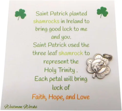Vista 5 de Westmon Works San Patricio - Colgante irlandés con diseño de San Patricio de Irlanda, paquete de joyas con pequeña medalla de la leyenda