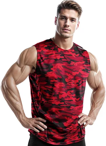 Vista 3 de DRSKIN Paquete de 4, 3 y 1 camisetas sin mangas para hombre, para entrenamiento, atlético, malla muscular, ajuste seco, gimnasio, entrenamiento