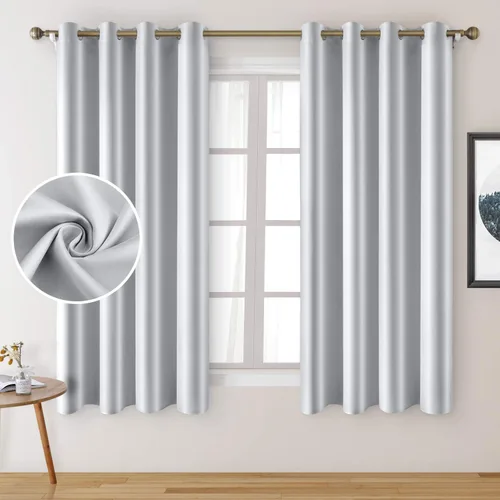 Vista 21 de HOMEIDEAS 2 paneles de cortina de seda sintética, cortinas opacas para dormitorio
