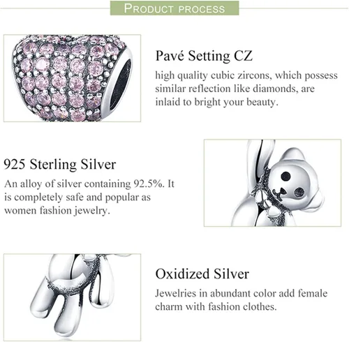 Vista 73 de Abalorios de plata de ley para pulseras, collares, familia para siempre, circonita cúbica, regalo de joyería para mujeres