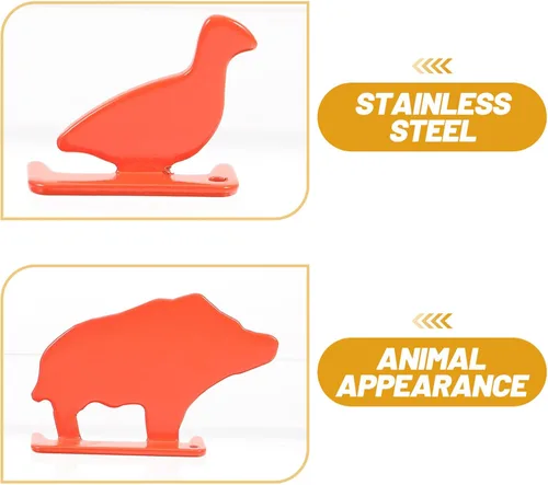 Vista 3 de Specialty Tools - 4 piezas de silueta de acero inoxidable, mini figuras de metal de cerdo, pato, ratón, letreros de mesa para ejercicio, hogar