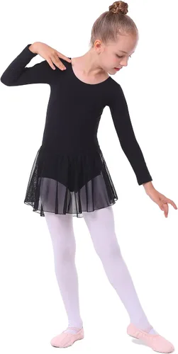 Vista 3 de Leotardos de manga larga con falda de ballet, vestidos de baile, traje de tutú para niñas pequeñas