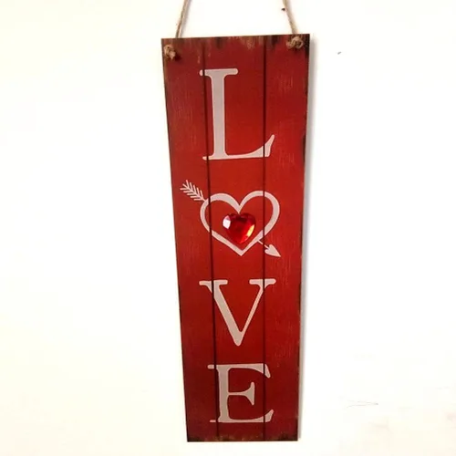 Vista 2 de Amor Colgante De Madera Corazón Colgante Placa De Letrero Para El Día De San Valentín Boda Dormitorio Sala De Comedor - Rojo