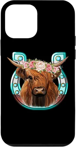 Vista 16 de Floral Highland Cow Heifer Horseshoe Western Country Case for iPhone 16