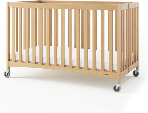 Vista 10 de Foundations Cuna plegable compacta de madera para cama de viaje, natural
