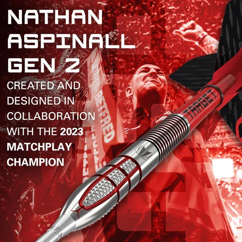 Vista 2 de Target Darts Nathan Aspinall Gen 2 - Juego de dardos de punta de acero con punta de acero (95% tungsteno)