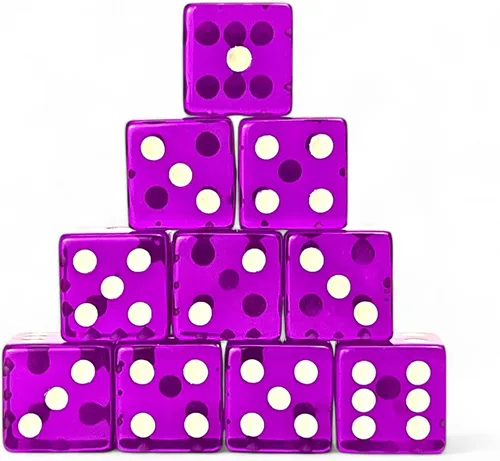 Vista 12 de Luck Lab Paquete de 10 dados de 19 mm - Dados D6 acrílicos y translúcidos, cuadrados con bordes redondeados para casino, craps, juegos de mesa RPG