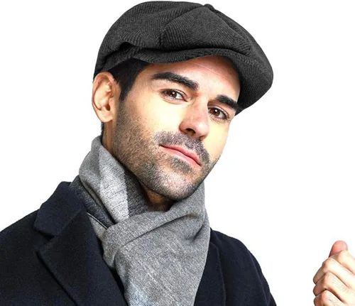Vista 2 de Sombrero Gatsby clásico de Newsboy para hombre mezcla de lana vintage de hiedra plana tabique regalos para novio MLXL