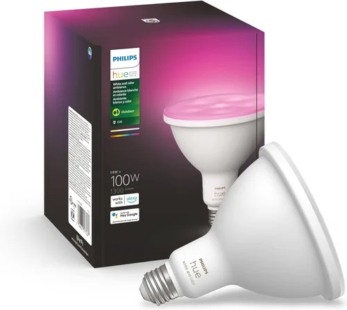 Vista 15 de Philips Hue - Bombillas LED inteligentes blancas para exteriores PAR38 de 13 W, requiere hub, 2 bombillas LED PAR38 blancas, funciona con Alexa