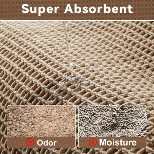 Vista 5 de Triohero Tapete de baño con diseño de gofre, tapete de baño pequeño y bohemio, antideslizante, lavable, ultra suave, súper absorbente, de secado