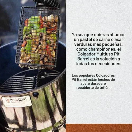 Vista 3 de Pit Barrel Cooker Co. Pit Barrel Cooker Cesta Colgante Multiusos Asa Carne y Cocina Acompañamientos Simultáneamente Parrilla de Barril para Todo