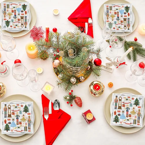 Vista 7 de AnyDesign Paquete de 80 servilletas de papel cascanueces desechables de acuarela cascanueces servilletas de Navidad decorativas para postres