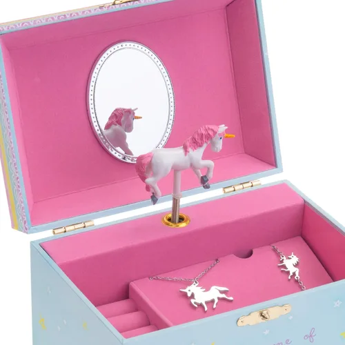 Vista 3 de Jewelkeeper Caja de música de unicornio y juego de joyas para niñas pequeñas 3 regalos de unicornio para niñas joyero para niñas cajas de música