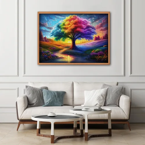 Vista 6 de Rompecabezas del Árbol del Arco Iris de la Vida para Adultos de 1000 Piezas, Rompecabezas de Gradiente de Paisaje Colorido, Rompecabezas
