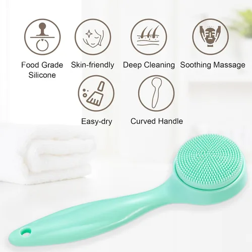 Vista 7 de Paquete de 2 cepillos exfoliantes de silicona para la cara, cepillo manual de limpieza facial manual, limpiador de puntos negros, cerdas suaves