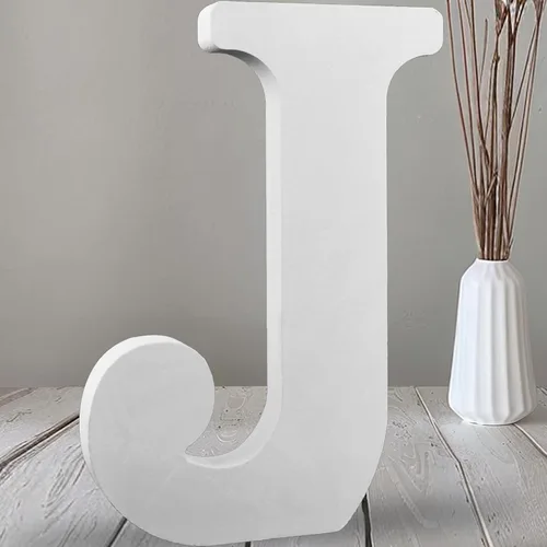 Vista 19 de AOCEAN Letras de madera grandes blancas de 12 pulgadas, letras de madera sin terminar para decoración de pared, letras decorativas de pie