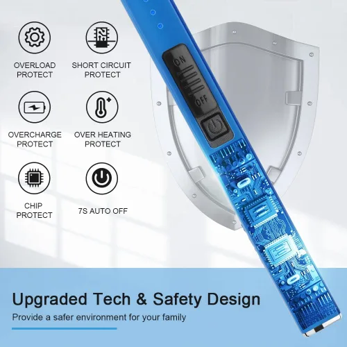 Vista 4 de SUPRUS Encendedor fluorescente que brilla en la oscuridad, encendedor eléctrico de velas, encendedor de arco USB recargable con bloqueo