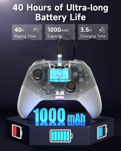 Vista 23 de EasySMX X10 Wireless PC Controller with Dual Hall Effect, Bluetooth Controller for PC/Switch/Steam/Android TV, Mobile - Include a White Swappable