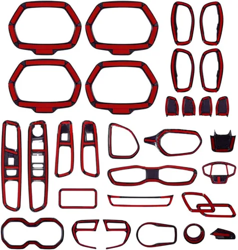 Vista 5 de Juego de 31 piezas de decoración interior de automóvil, accesorios de decoración para Jeep Renegade 2015-2018 (negro)