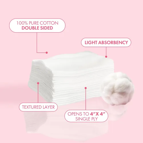 Vista 2 de Intrinsics Toallitas de Seda Pequeñas (200 unidades) – Toallitas de 2x2" de 4 capas de algodón de seda de baja absorción, sin pelusas, gasa